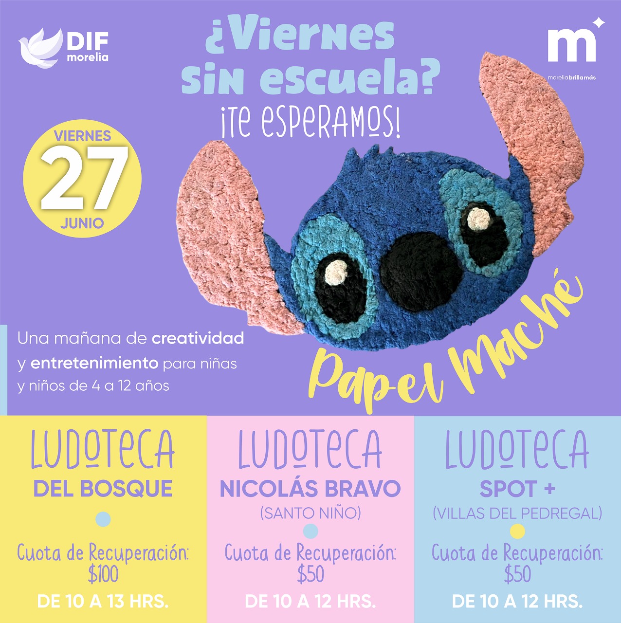 DIF Morelia invita al taller de viernes de Consejo Técnico, ahora en 3 ludotecas