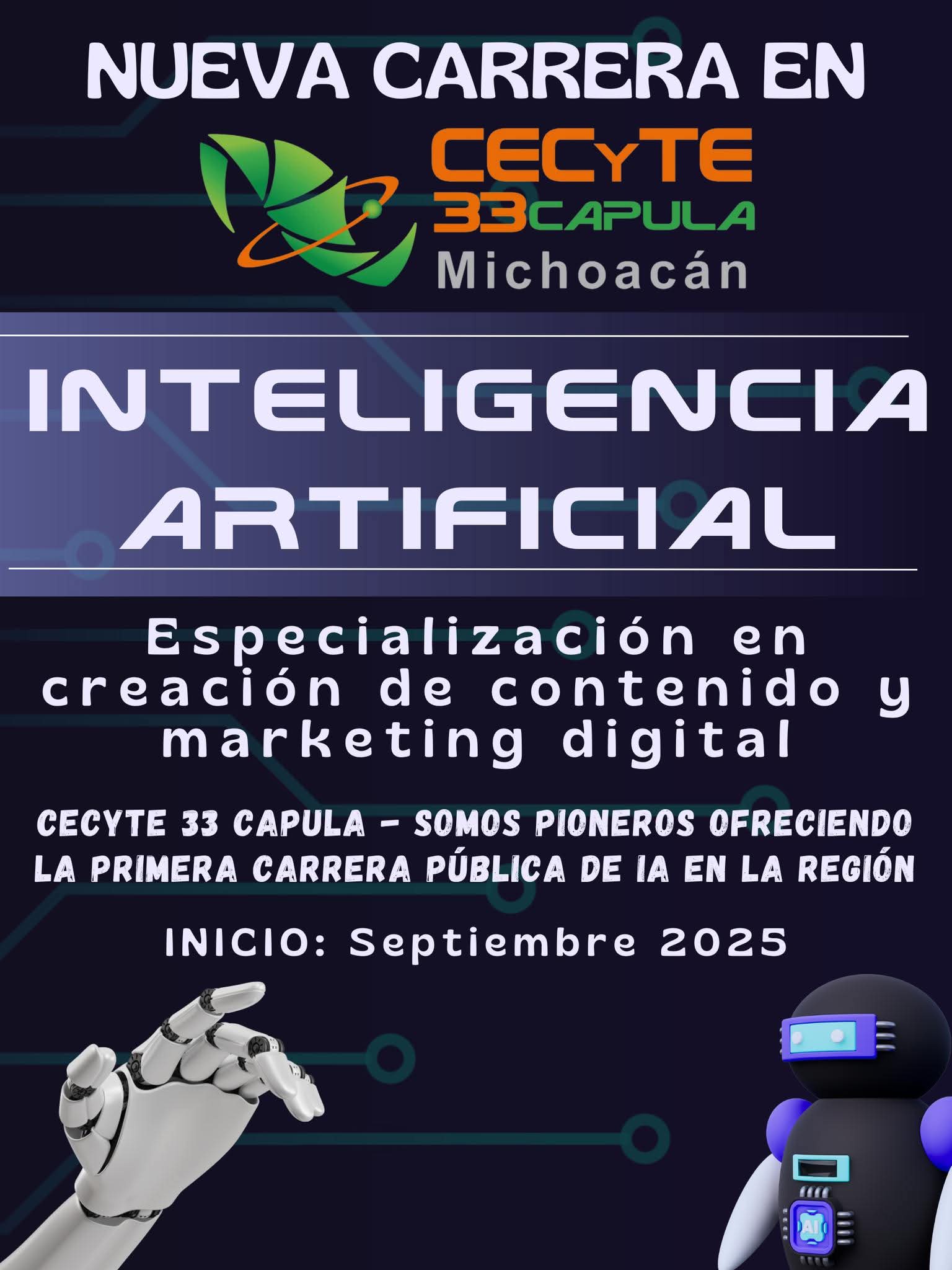 ¿Te interesa la inteligencia artificial? Cecytem abre carrera en plantel Capula