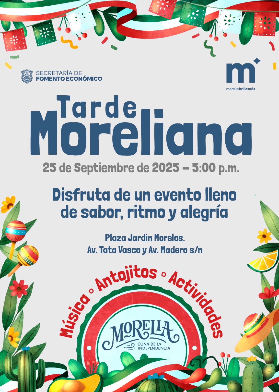 Invita Sefeco a la tradicional Tarde Moreliana en Plaza Jardín Morelos