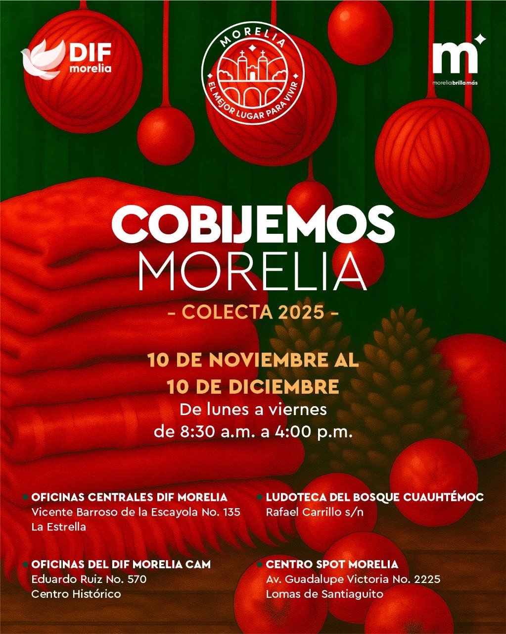 DIF Morelia invita a las familias a sumarse a colecta solidaria de cobijas