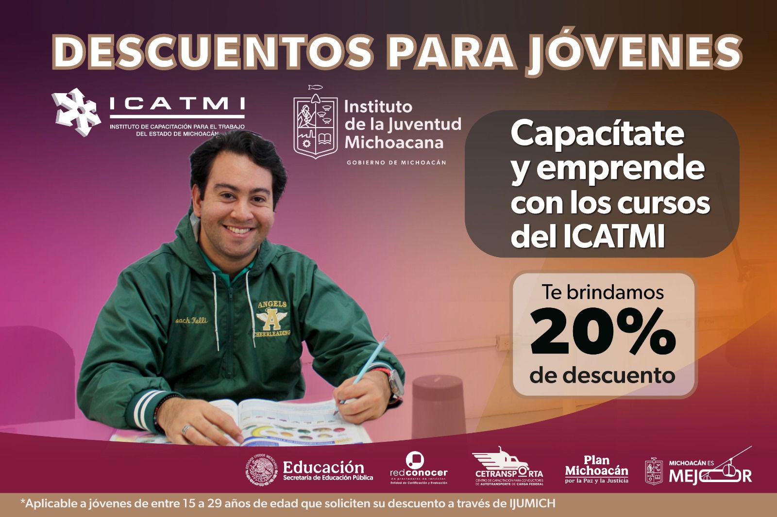Icatmi e Ijumich lanzan descuento del 20% para jóvenes, disponible para más de 850 cursos