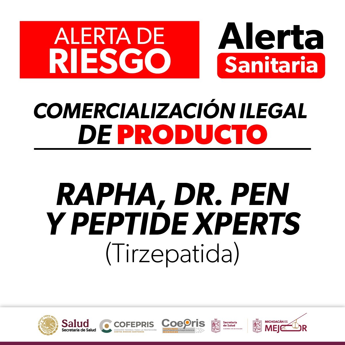 Alerta Cofepris por comercialización ilegal de productos con tirzepatida