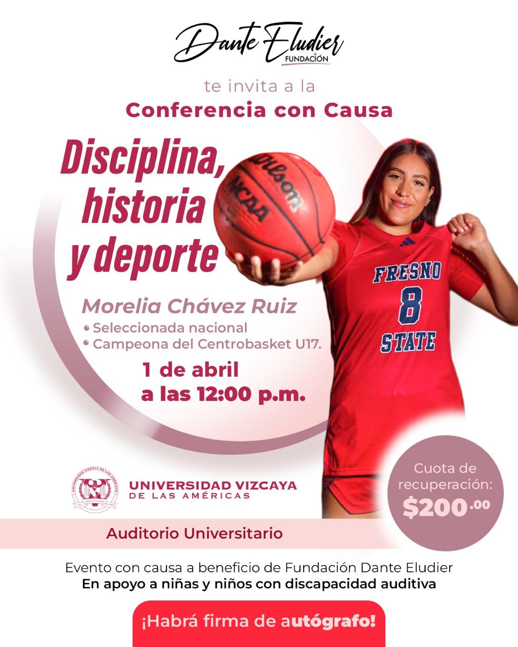 Conferencia con causa en la Universidad Vizcaya de Morelia a favor de niños con discapacidad auditiva