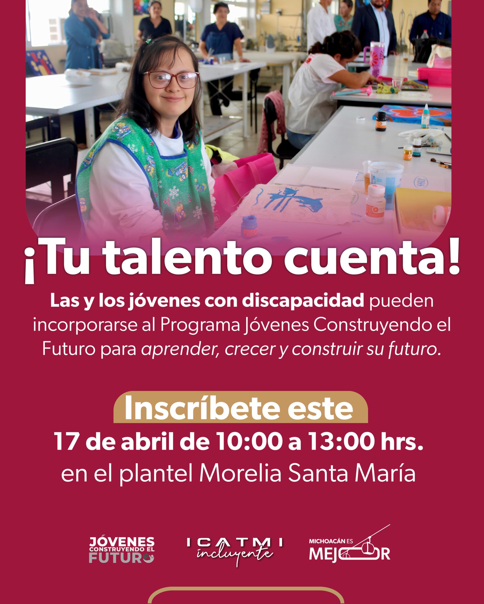 Convocatoria abierta para jóvenes con discapacidad para registro de becas de empleo en Morelia