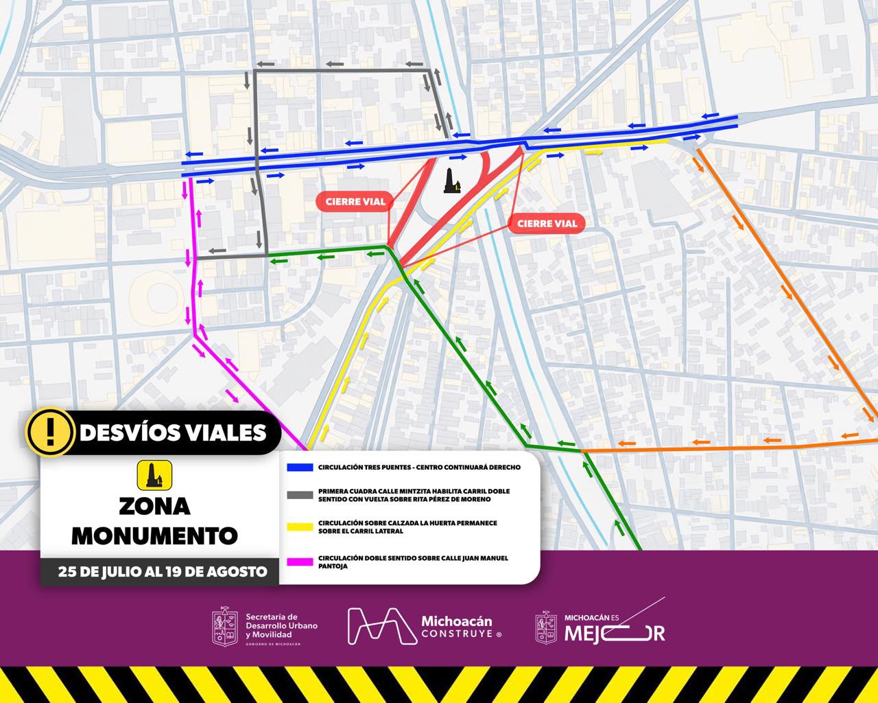 Conoce los ajustes viales en la zona del Obelisco por obras
