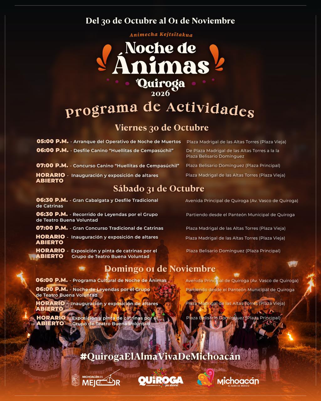Quiroga invita a vivir la Noche de Muertos con altares, desfiles y tradición